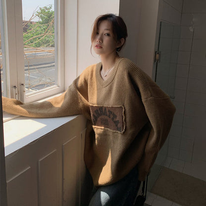 【トップス】ヴィンテージ感✨ ゆるニットセーター レディース 秋冬 ふんわり厚手 ゆったりシルエット【JZシリーズ】