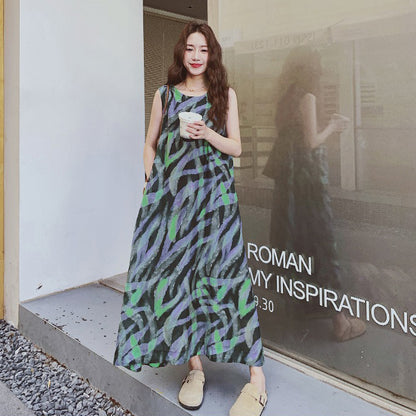 【ワンピース】バイカラー ノースリーブ タンク ワンピース レディース 夏 2025 新作 とても 可愛い ロング丈 ワンピース【SHシリーズ】