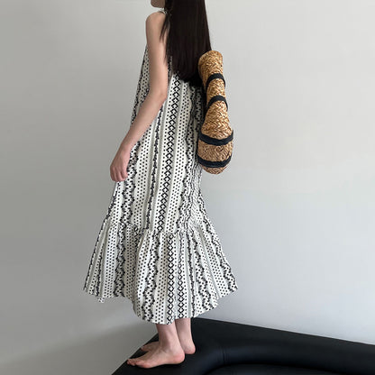 【ワンピース】バッグ付き 韓国風 気質 民族風 フラワープリント 夏新作 ノースリーブワンピース【SHシリーズ】