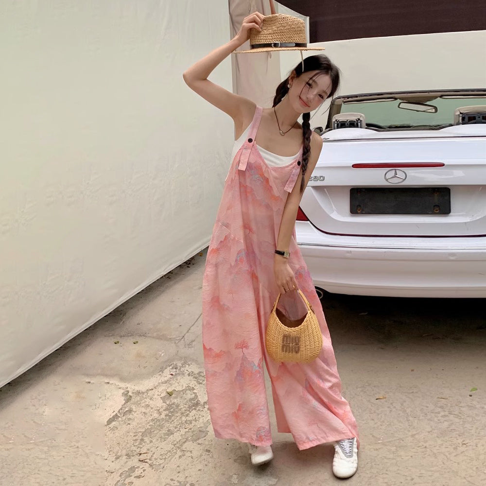 【ボトムス】夏新作 ゆるっと高腰デザイン 体型カバー抜群 着回し自在 オールインワン【SHシリーズ】