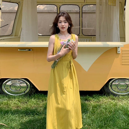 【ワンピース】夏 フレンチエレガンス  ビーチドレス ノースリーブワンピース