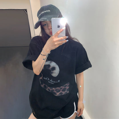 【トップス】Tシャツ レディース コットン アートプリント 半袖 ヴィンテージ風 オーバーサイズ【FCシリーズ】