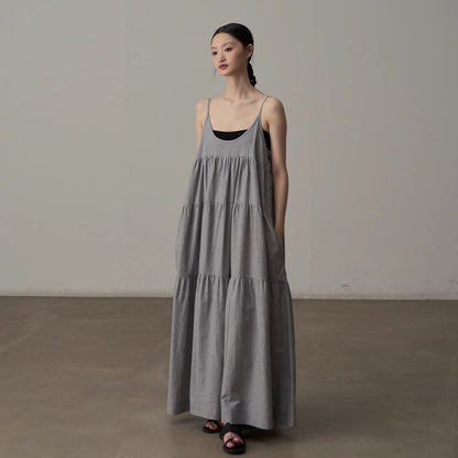 【ワンピース】リラックス感たっぷり キャミロングワンピース 夏のバカンスコーデに ノースリーブドレス【JZシリーズ】