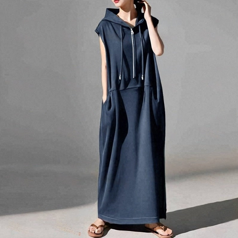 期間限定⭐️60%OFF【ワンピース】ジップアップ フード付き ノースリーブ ワンピース 【JZシリーズ】