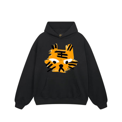 【トップス】🐱ストリートタイガーヘッドプリント裏起毛パーカー ユニセックス ペアルック 秋冬 オーバーサイズ【FCシリーズ】