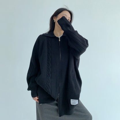 【トップス】ルーズフィット 厚手ニットカーディガン レディース 秋冬のマストアイテム【FCシリーズ】