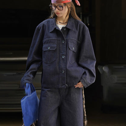 【アウター】初秋新作 ヴィンテージ感漂う原色デニムジャケット おしゃれな日系カジュアルアウター【JZシリーズ】