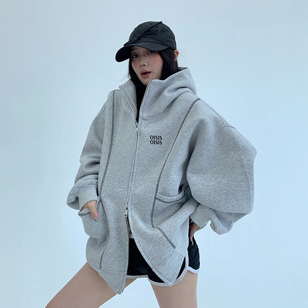 【アウター】カジュアル リラックスシルエット 刺繍フードジャケット レディース【FCシリーズ】