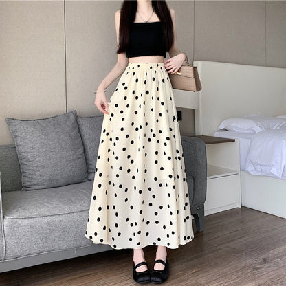 【ボトムス】ドット柄シフォンロングスカート Aライン 体型カバー 大人可愛い 夏 【SHシリーズ】