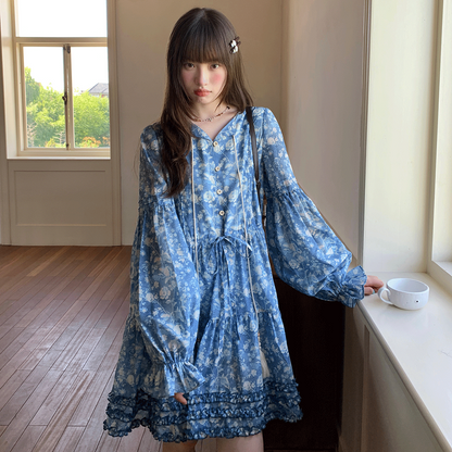 【ワンピース】春 秋 花柄 キュート 長袖 ワンピース 【SHシリーズ】