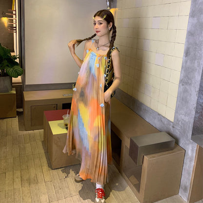 【ワンピース】海辺リゾート 夏 ゆったり ノースリーブワンピース【SHシリーズ】