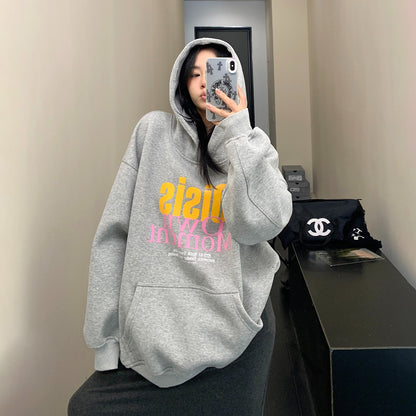 【トップス】レトロ 裏起毛ウォッシュフーディ レディース 厚手で暖かいカジュアル パーカー【FCシリーズ】