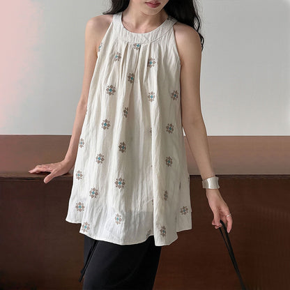 【トップス】夏 刺繍 ノースリーブ カジュアル タンクトップ 【SHシリーズ】