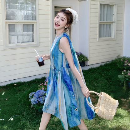 【ワンピース】ドーパミンスタイル 油画グラデーション 夏 フレンチリゾート キャミソールワンピース【SHシリーズ】