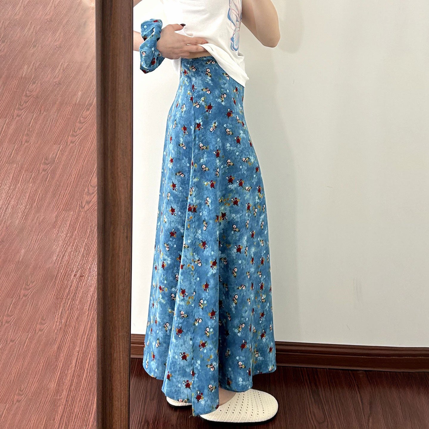 【ボトムス】大きいサイズ レディース スカート 夏 花柄 ロングスカート ウエストリボン ゆったり 体型カバー【SHシリーズ】