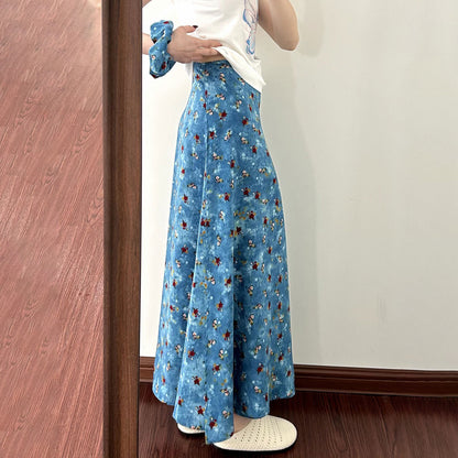【ボトムス】大きいサイズ レディース スカート 夏 花柄 ロングスカート ウエストリボン ゆったり 体型カバー【SHシリーズ】