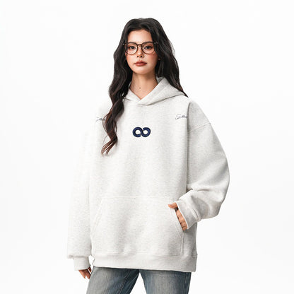 【トップス】立体ナンバー刺繍 裏起毛 フーディ レディース メンズ 秋冬 ルーズ カップル パーカー【FCシリーズ】