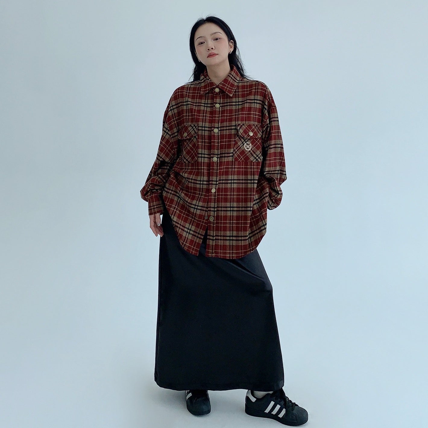 【トップス】春 秋 冬 リラックス感  チェック 長袖 シャツ 【FCシリーズ】