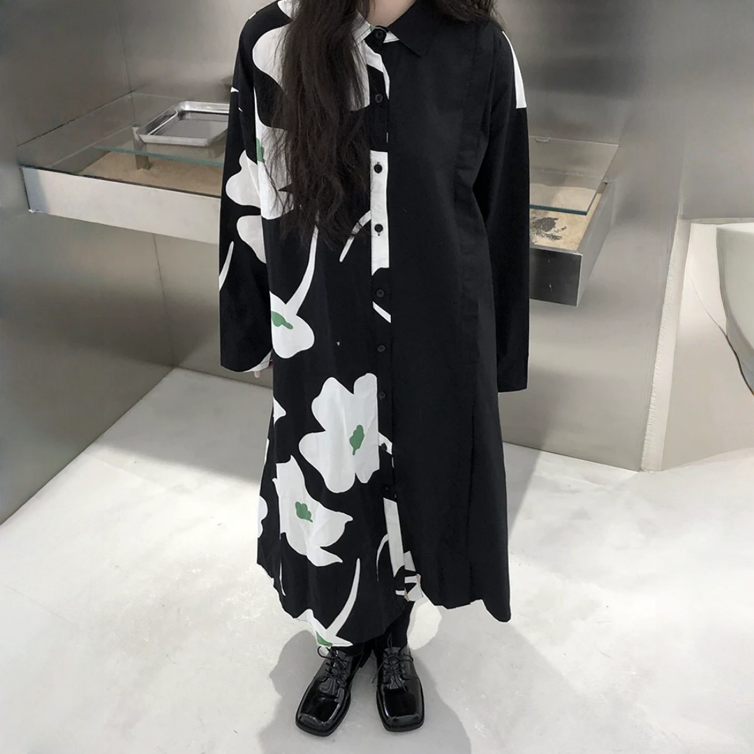 【ワンピース】春 秋 冬 デザイン感 花柄 カジュアル 長袖 ワンピース 【SHシリーズ】【AHシリーズ】