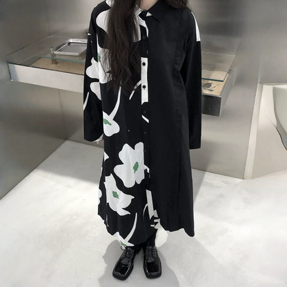 【ワンピース】春 秋 冬 デザイン感 花柄 カジュアル 長袖 ワンピース 【SHシリーズ】【AHシリーズ】