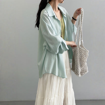 期間限定⭐️60%OFF【トップス】テンセル100% 襟付き シングルボタン 通気性 シャツ 【JZシリーズ】