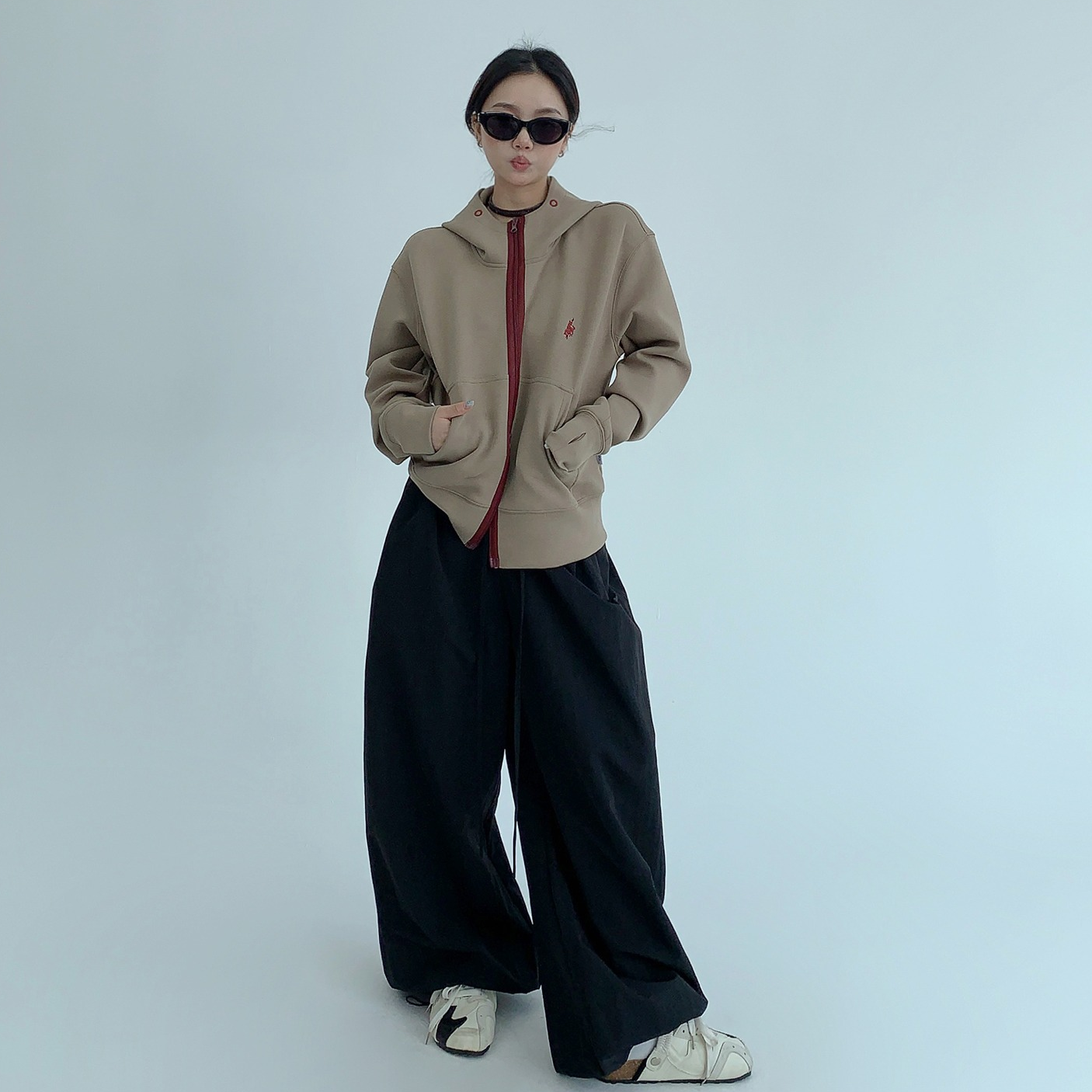 【アウター】春 秋 冬 バイカラー ジッパー スリム フード付き ジャケット 【FCシリーズ】