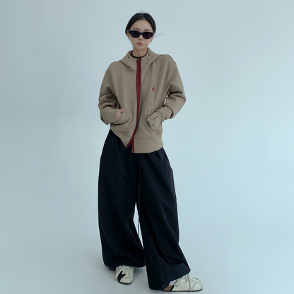 【アウター】春 秋 冬 バイカラー ジッパー スリム フード付き ジャケット 【FCシリーズ】