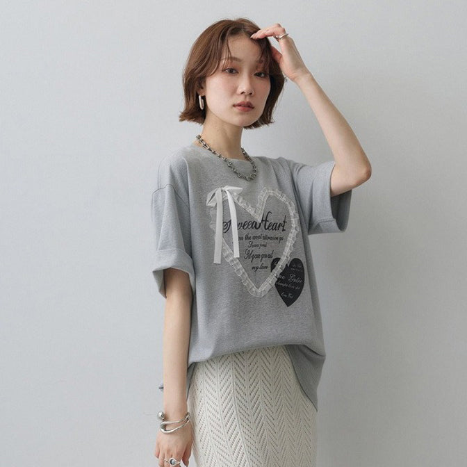 【トップス】リボン デザイン コットン 半袖 Tシャツ レディース 夏 ゆったり 若見え こなれ感 きれいめ【JZシリーズ】