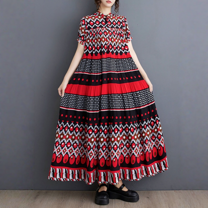 期間限定⭐️60%OFF【ワンピース】花柄 トレンド感 プリント 半袖 ロング ワンピース 【SHシリーズ】