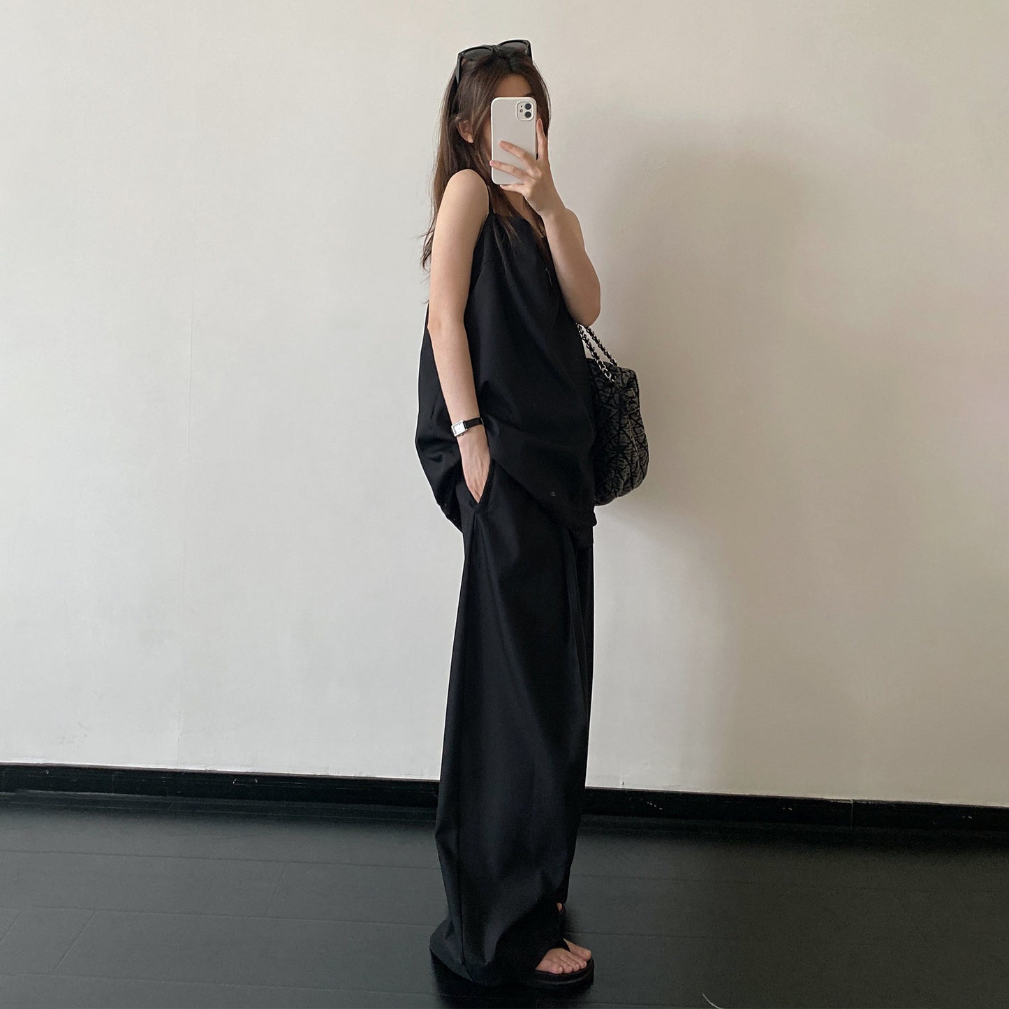 【セットアップ】【単品注文】レーストリム ベアトップ キャミソール＋ワイドパンツ 上下セット ハイウエスト きれいめ 上品 春夏【FCシリーズ】