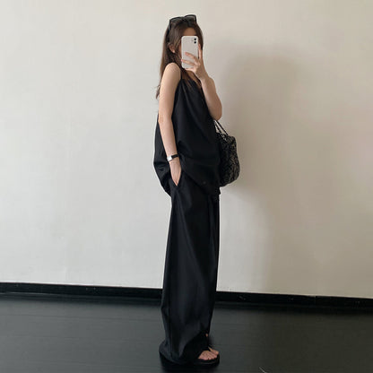 【セットアップ】【単品注文】レーストリム ベアトップ キャミソール＋ワイドパンツ 上下セット ハイウエスト きれいめ 上品 春夏【FCシリーズ】