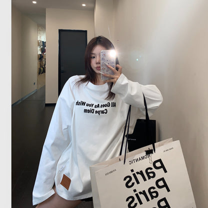 【トップス】フロッキープリント アルファベット コットン100％ 長袖 Ｔシャツ  【FCシリーズ】