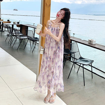 【ワンピース】夏 優しい グラデーション フラワープリント ノースリーブキャミソールワンピース【SHシリーズ】