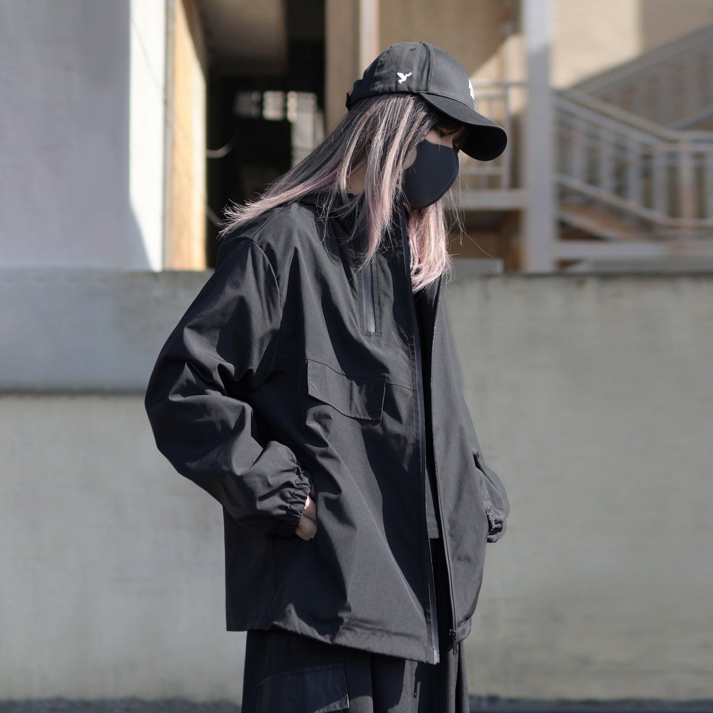 【アウター】アーバンアウトドア風 ブラック 山系 塩系 ゆったり 機能性 フード付き 春秋新作 ジャケット レディース【FCシリーズ】