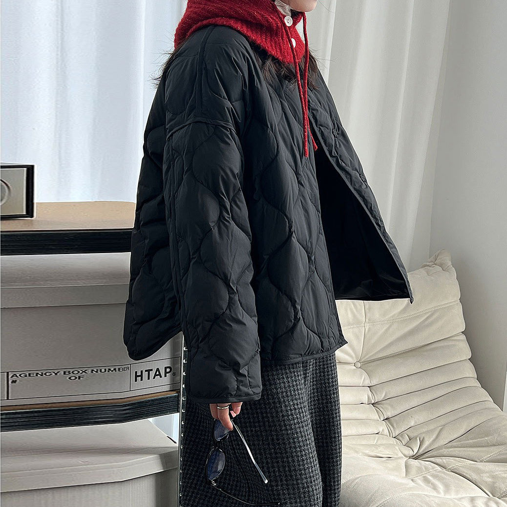 【アウター】ホワイトダックダウン レディース 冬 軽量 ダイヤキルト ダウンジャケット ダウンコート【JZシリーズ】