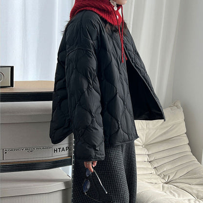 【アウター】ホワイトダックダウン レディース 冬 軽量 ダイヤキルト ダウンジャケット ダウンコート【JZシリーズ】