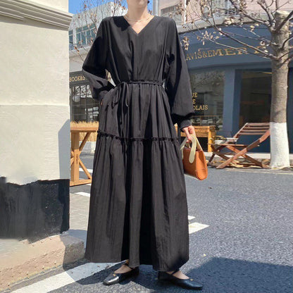 【24AW】【ワンピース】秋 プラスサイズ ゆったり 着痩せ 長袖ワンピース