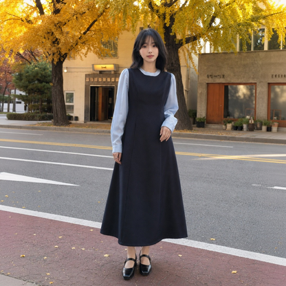 【ワンピース】フェイクレイヤード ゆったりワンピース 【JZシリーズ】