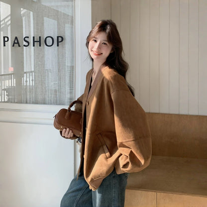 【アウター】アメリカン スエード ゆったり リラックス 春 秋 冬 合わせやすい ジャケット【JZシリーズ】