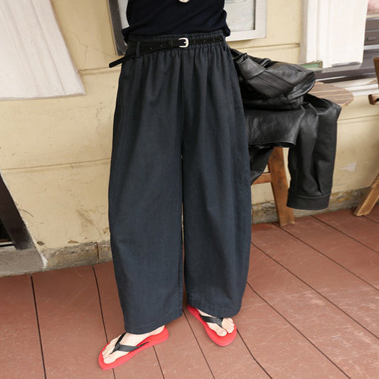 【ボトムス】ベルト付き 九分丈 ワイドパンツ｜落ち感×美脚シルエット｜軽やかカジュアルボトムス【JZシリーズ】