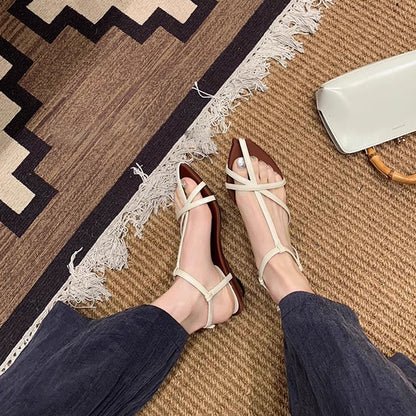 【シューズ】夏新作 フレンチエレガンス ポインテッドトゥ オープントゥ ローマサンダル