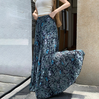 【ボトムス】フレンチ花柄スカート レディース 夏 シフォン素材 ティアードロングスカート ハイウエスト 上品フェミニン【SHシリーズ】