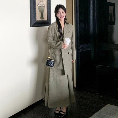 2点セット！【セットアップ】おしゃれ高級感 スーツジャケット ＋ワンピース レディース 秋 2025新作 気質＆トレンド ロングワンピース【JZシリーズ】