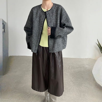 【アウター】春 秋 冬 クルーネック 切替 ジャケット 【JZシリーズ】