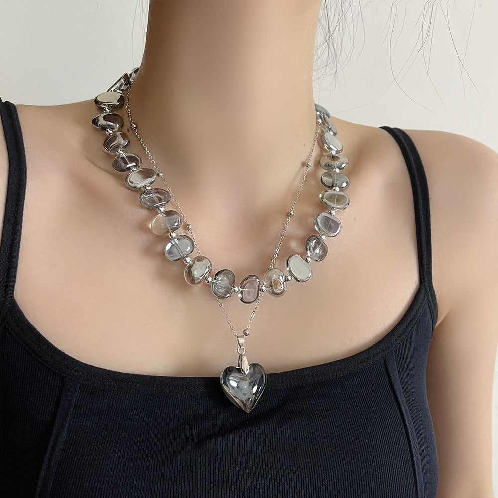 【🎁 B2G1｜先行スタート！】【グッズ】フレンチヴィンテージ風 ネックレス レイヤード風 ハートチャーム付き上品チョーカー