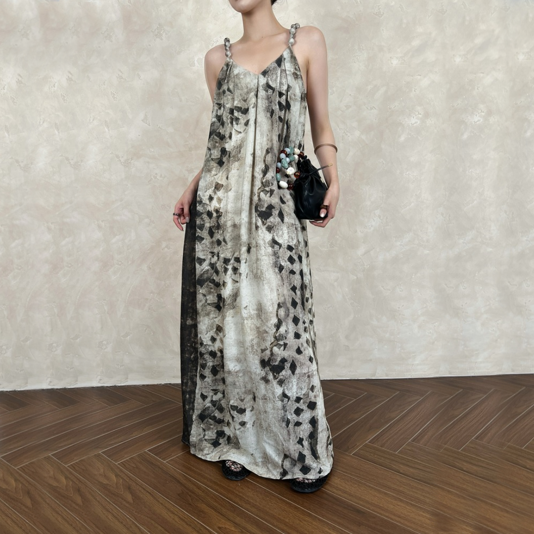 【ワンピース】夏 花柄 ニュアンス染め ニュアンス染め ノースリーブ ワンピース 【SHシリーズ】