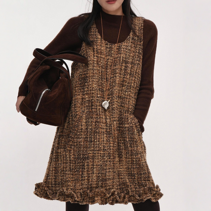 【ワンピース】レイヤードに最適な ツイード 春 秋 冬 シャネル風 ジャンパー ワンピース  【JZシリーズ】