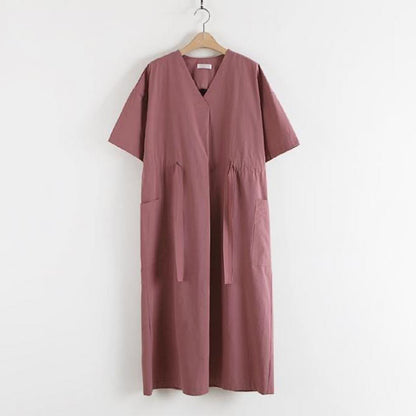 【ワンピース】🌼韓国風 春夏 大きいサイズ ワンピース 半袖 カジュアル ゆったり ポケット付き ウエストシェイプ レディース【JZシリーズ】