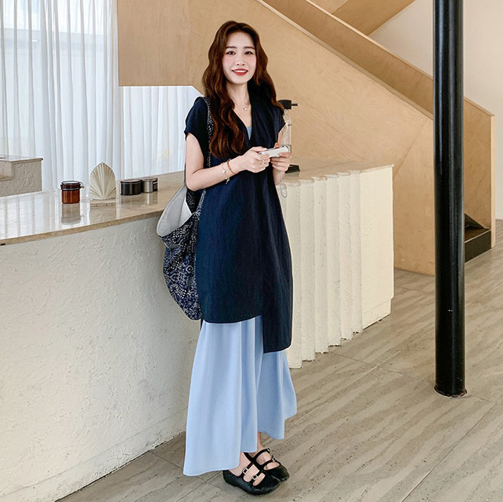 2点セット！【セットアップ】夏人気 清涼感 アート風コーデ キャミ