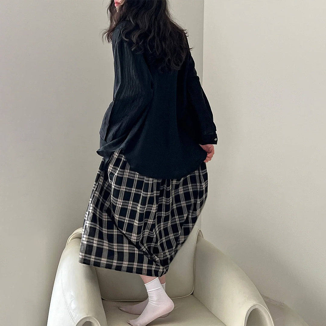 【ワンピース】夏 高級感 レトロ チェック柄 ストラップドレス【SNシリーズ】